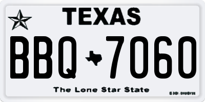 TX license plate BBQ7060
