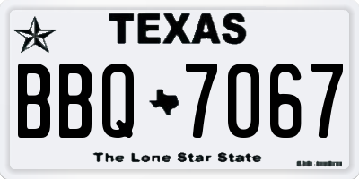 TX license plate BBQ7067