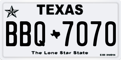 TX license plate BBQ7070