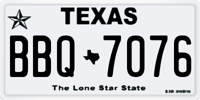 TX license plate BBQ7076