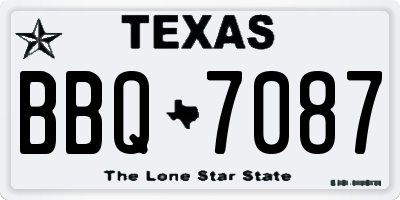 TX license plate BBQ7087