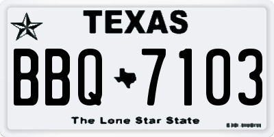 TX license plate BBQ7103