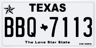 TX license plate BBQ7113