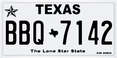 TX license plate BBQ7142