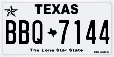 TX license plate BBQ7144