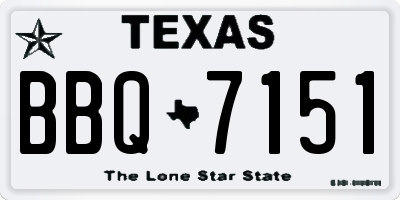 TX license plate BBQ7151