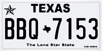 TX license plate BBQ7153