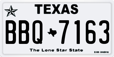 TX license plate BBQ7163