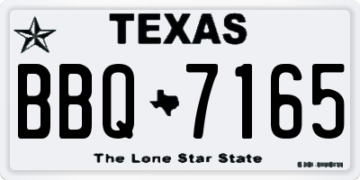TX license plate BBQ7165