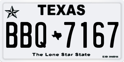 TX license plate BBQ7167