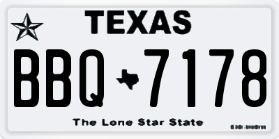 TX license plate BBQ7178