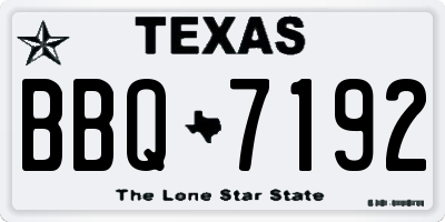 TX license plate BBQ7192
