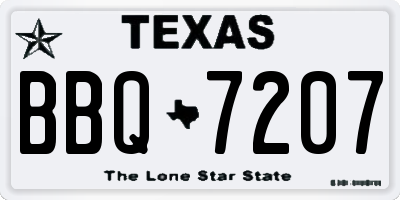 TX license plate BBQ7207