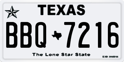 TX license plate BBQ7216