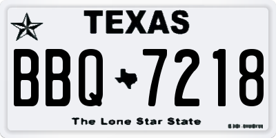 TX license plate BBQ7218