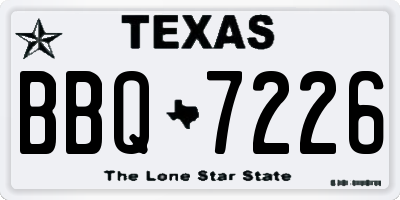 TX license plate BBQ7226
