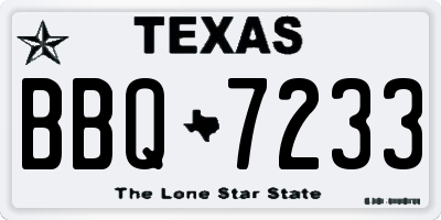 TX license plate BBQ7233
