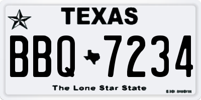 TX license plate BBQ7234