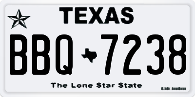 TX license plate BBQ7238