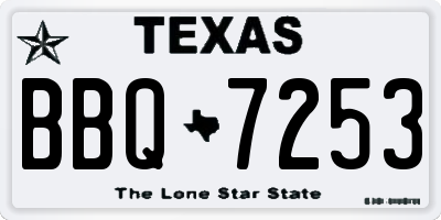 TX license plate BBQ7253