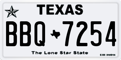 TX license plate BBQ7254