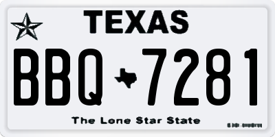 TX license plate BBQ7281