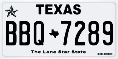 TX license plate BBQ7289