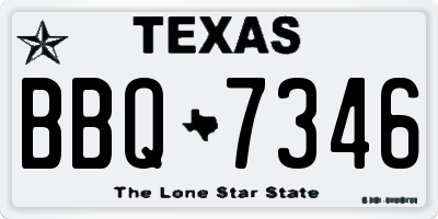 TX license plate BBQ7346