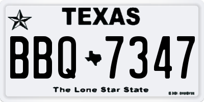 TX license plate BBQ7347