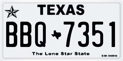 TX license plate BBQ7351