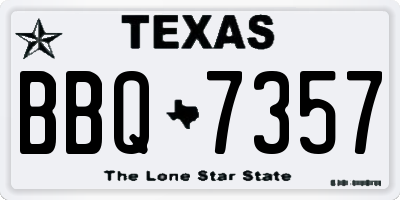 TX license plate BBQ7357