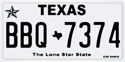 TX license plate BBQ7374