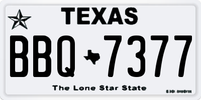 TX license plate BBQ7377