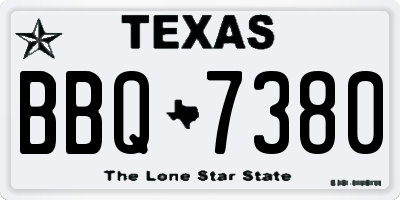 TX license plate BBQ7380