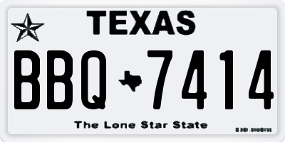 TX license plate BBQ7414