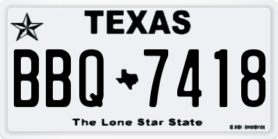 TX license plate BBQ7418