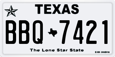 TX license plate BBQ7421