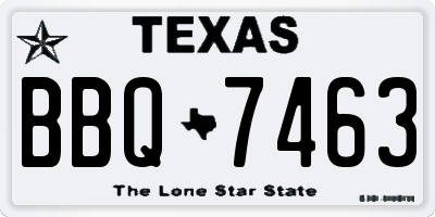 TX license plate BBQ7463