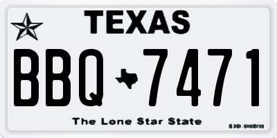TX license plate BBQ7471