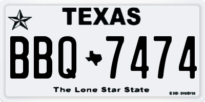 TX license plate BBQ7474