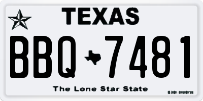 TX license plate BBQ7481