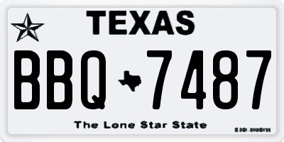 TX license plate BBQ7487