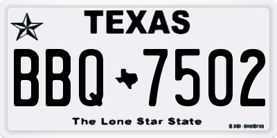 TX license plate BBQ7502