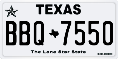 TX license plate BBQ7550