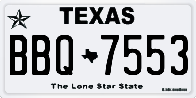 TX license plate BBQ7553