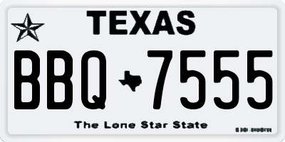 TX license plate BBQ7555