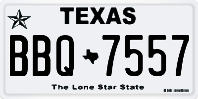 TX license plate BBQ7557