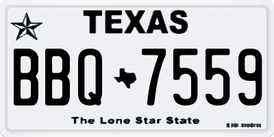 TX license plate BBQ7559