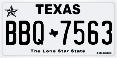 TX license plate BBQ7563