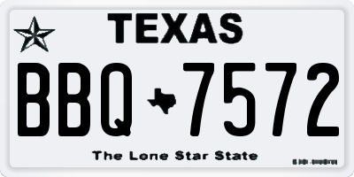 TX license plate BBQ7572